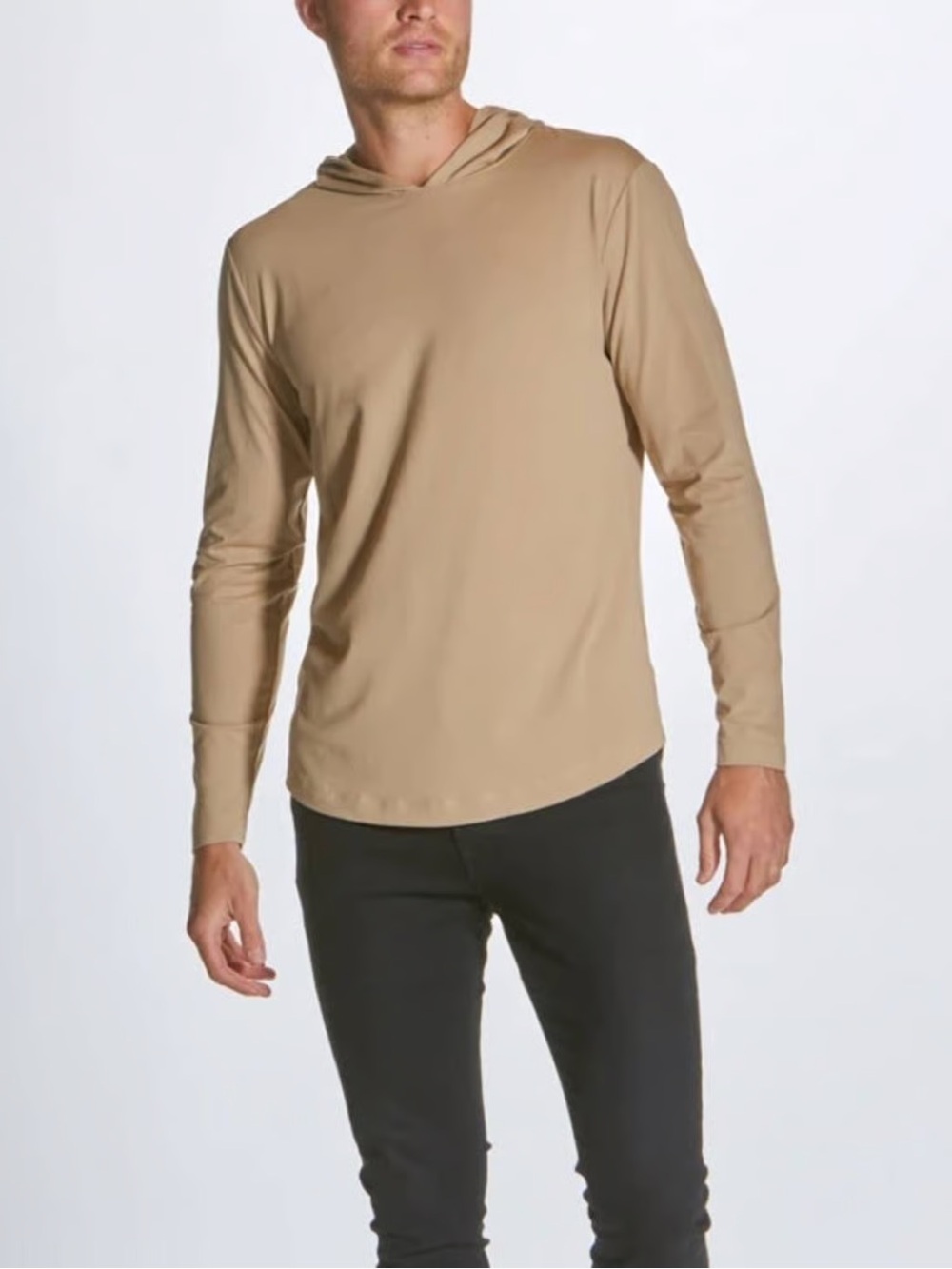 Cuts Clothing Men's Tan Lightweight Hooded Long-Sleeve Shirt